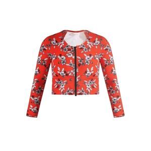 Veronica Beard Misali Rash Guard Top Red Multi NWT Floral Small